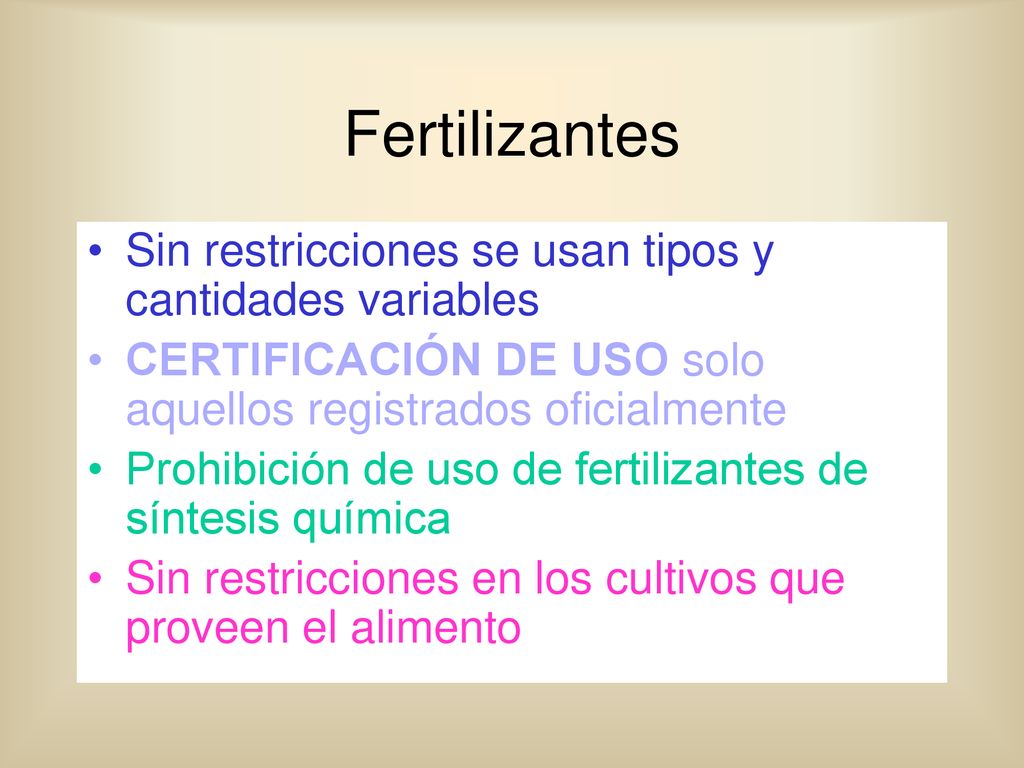 Fertilizantes Sin restricciones se usan tipos y cantidades variables