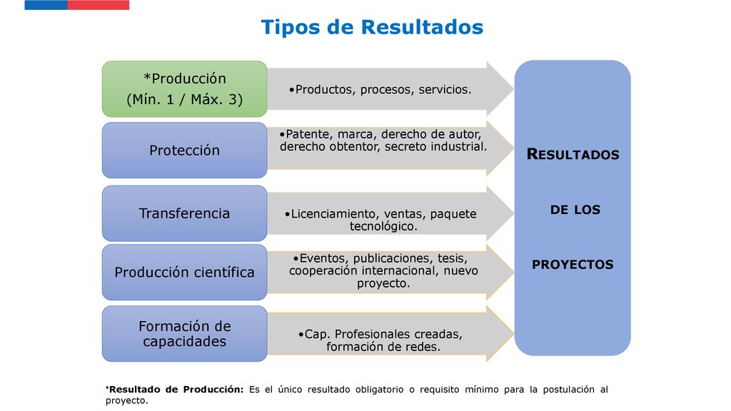 Tipos de Resultados Resultados de los proyectos *Producción