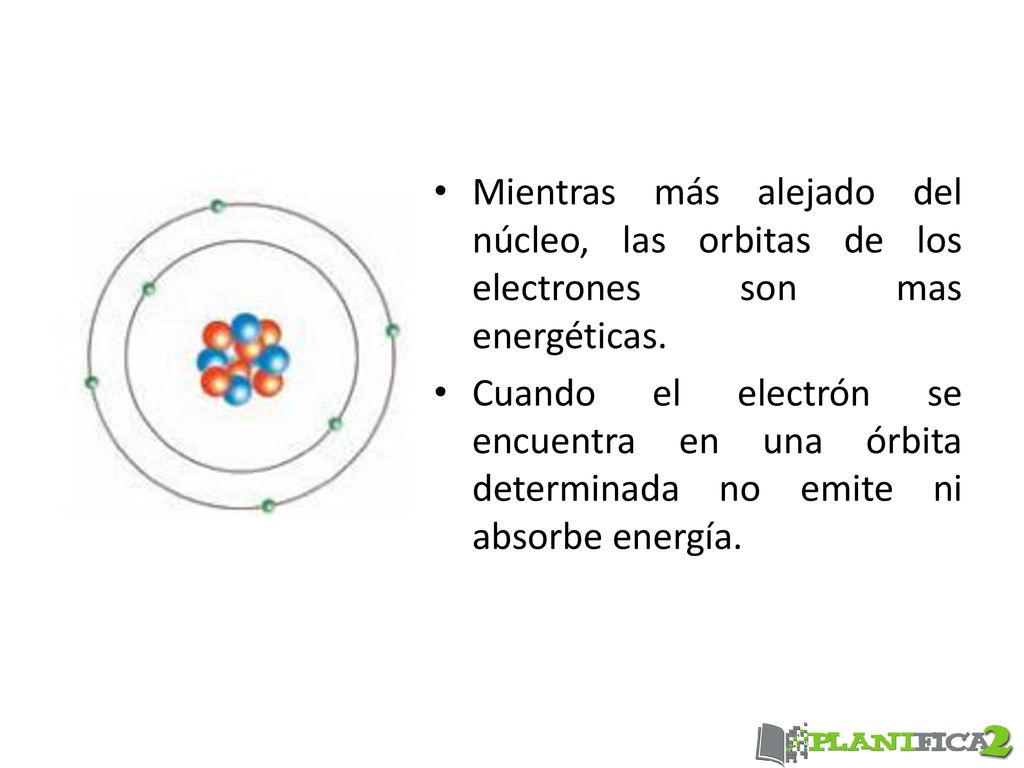 Mientras más alejado del núcleo, las orbitas de los electrones son mas energéticas.