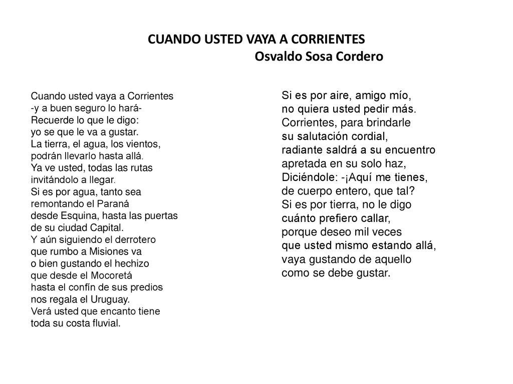CUANDO USTED VAYA A CORRIENTES Osvaldo Sosa Cordero