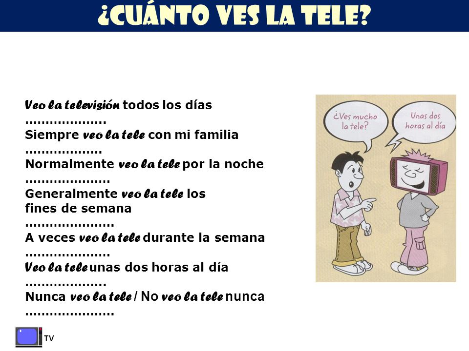 ¿cuánto ves la tele Veo la televisión todos los días
