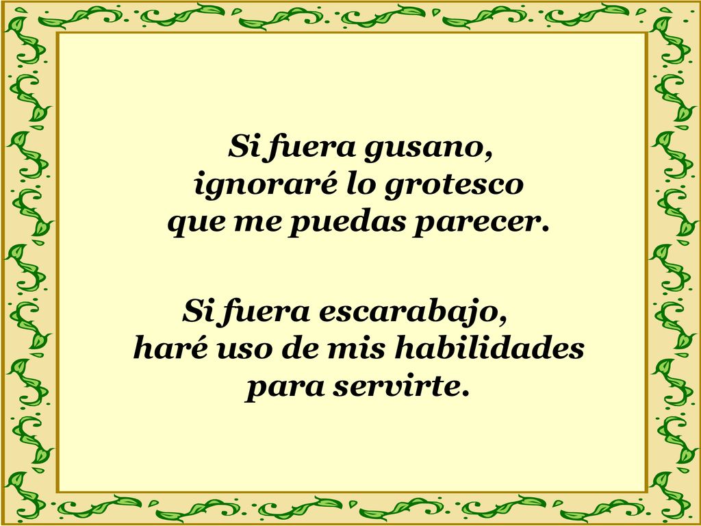 Si fuera gusano, ignoraré lo grotesco que me puedas parecer.