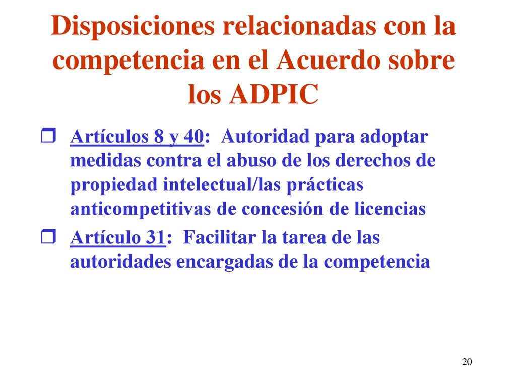 Disposiciones relacionadas con la competencia en el Acuerdo sobre los ADPIC