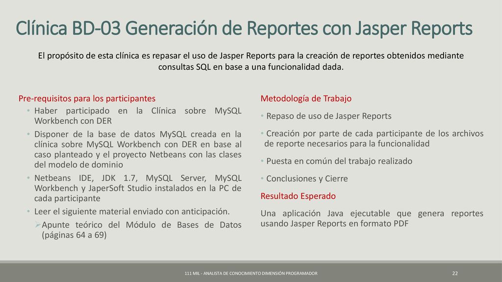 Clínica BD-03 Generación de Reportes con Jasper Reports