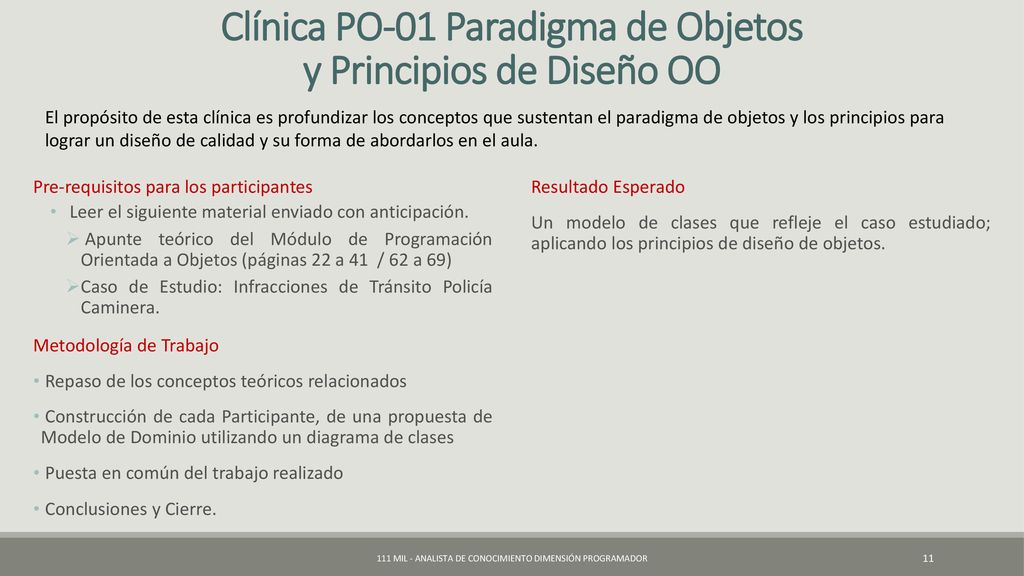 Clínica PO-01 Paradigma de Objetos y Principios de Diseño OO
