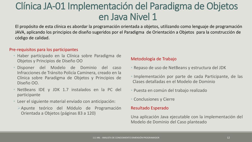 Clínica JA-01 Implementación del Paradigma de Objetos en Java Nivel 1