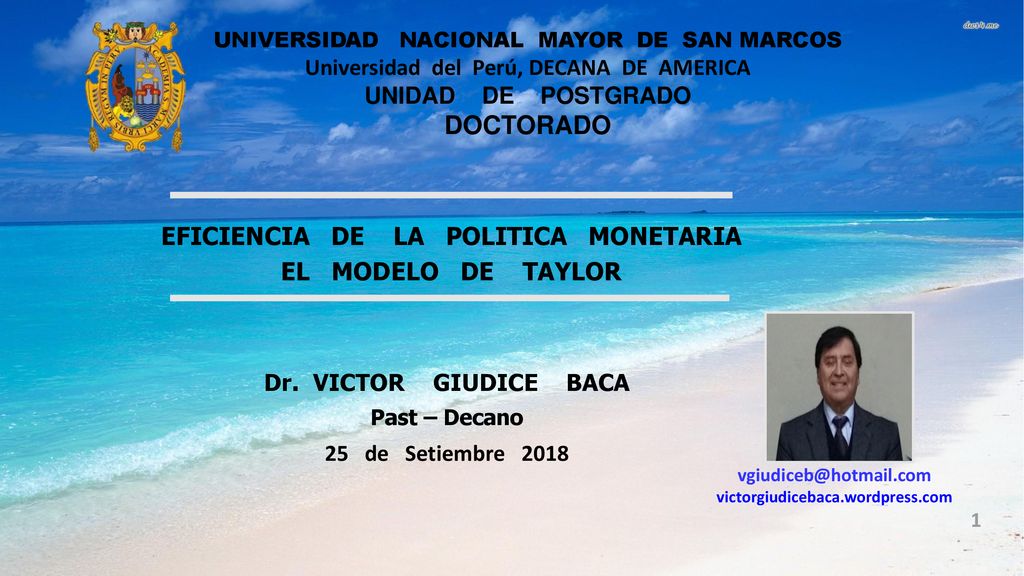 DOCTORADO EFICIENCIA DE LA POLITICA MONETARIA EL MODELO DE TAYLOR