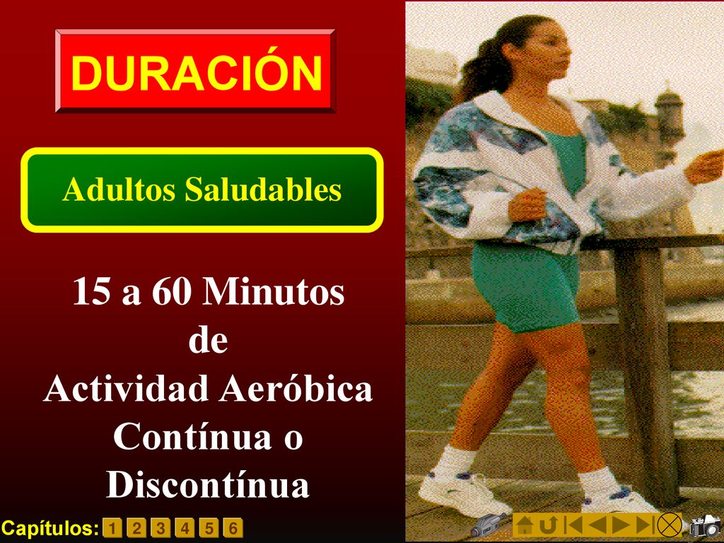 15 a 60 Minutos de Actividad Aeróbica Contínua o Discontínua