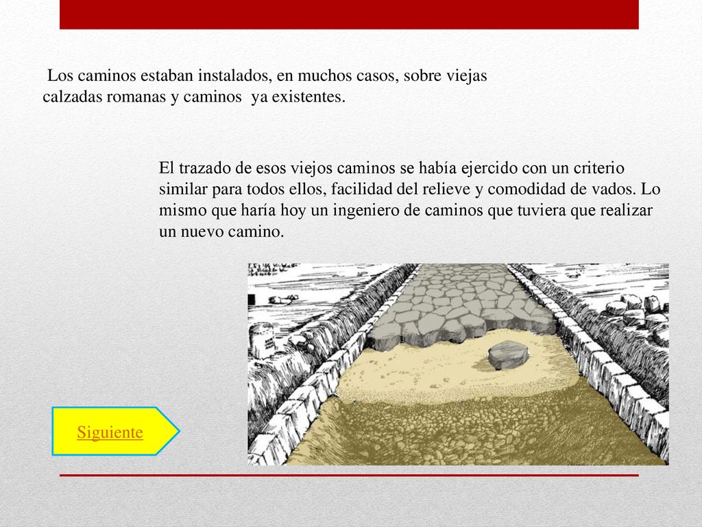 Los caminos estaban instalados, en muchos casos, sobre viejas calzadas romanas y caminos ya existentes.