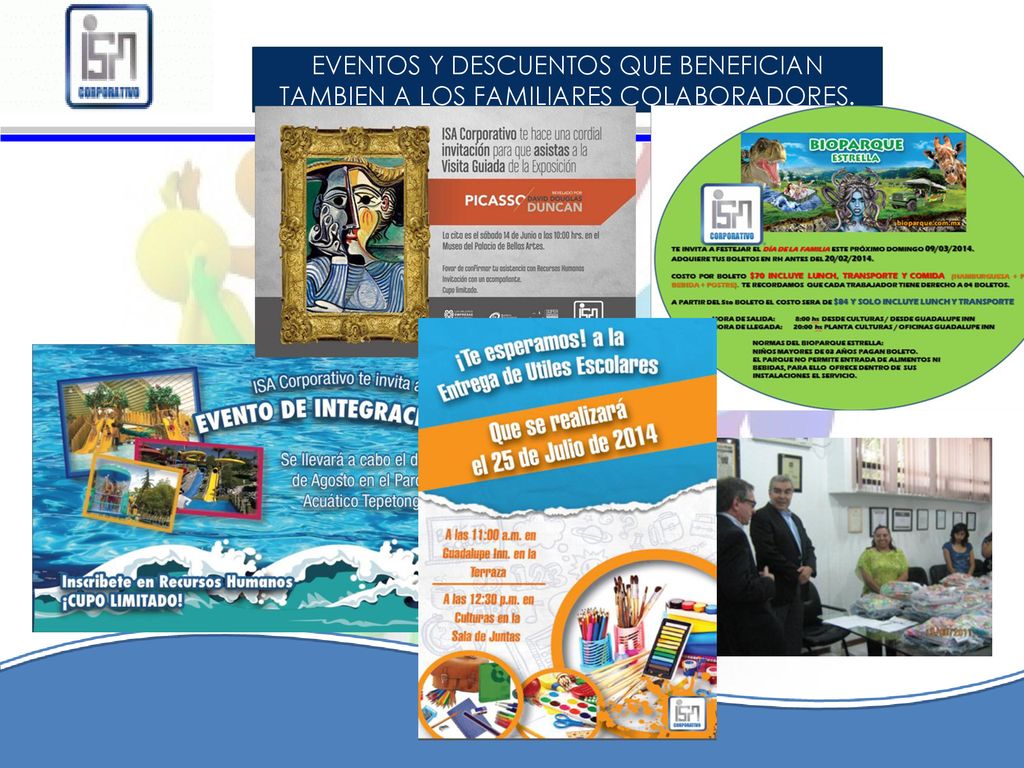 EVENTOS Y DESCUENTOS QUE BENEFICIAN TAMBIEN A LOS FAMILIARES COLABORADORES.