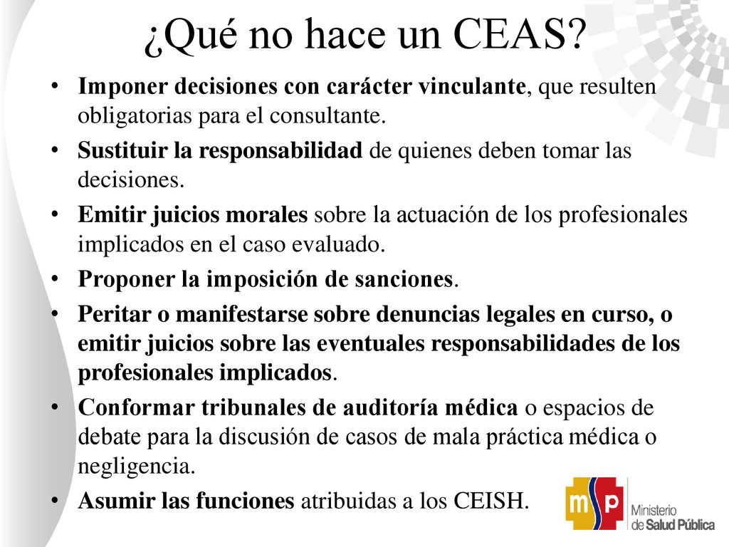 ¿Qué no hace un CEAS Imponer decisiones con carácter vinculante, que resulten obligatorias para el consultante.