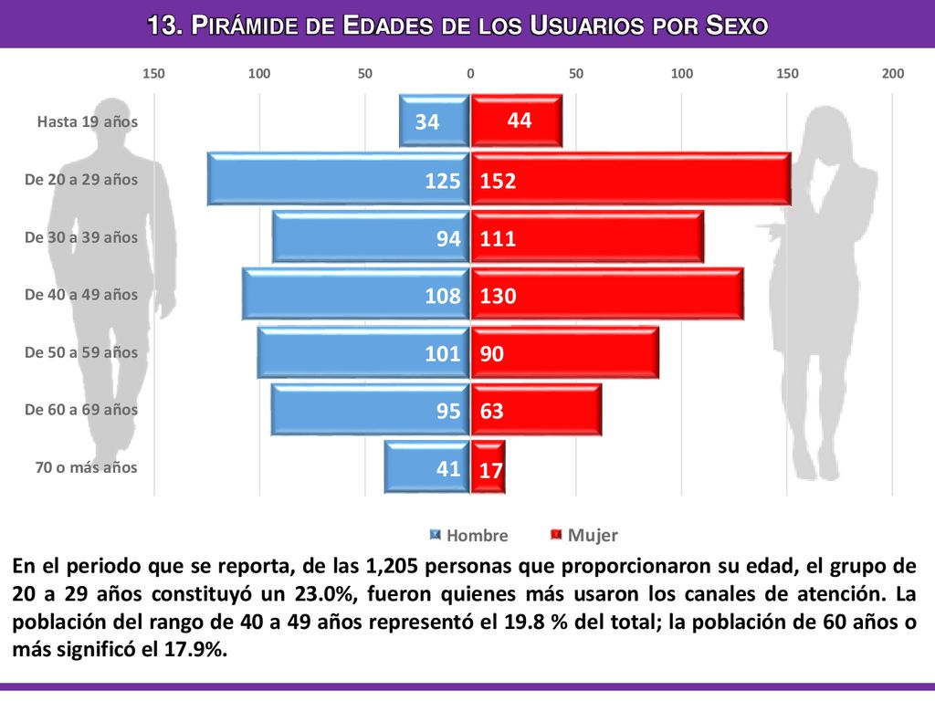 13. Pirámide de Edades de los Usuarios por Sexo