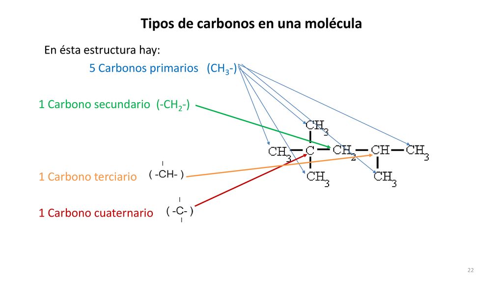 Tipos de carbonos en una molécula