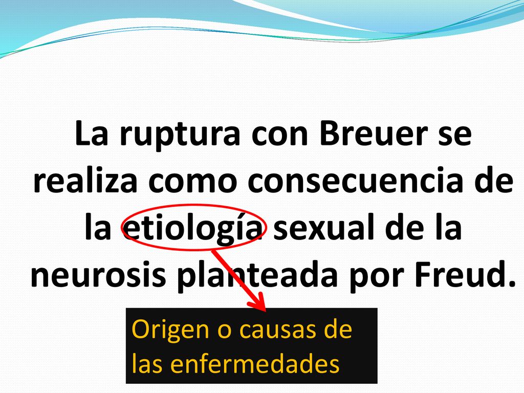 La ruptura con Breuer se realiza como consecuencia de la etiología sexual de la neurosis planteada por Freud.
