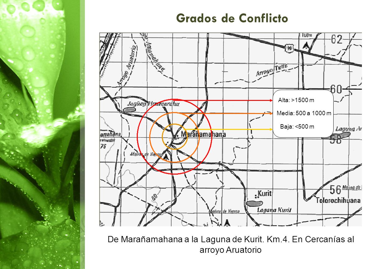 Grados de Conflicto Alta: >1500 m. Media: 500 a 1000 m.