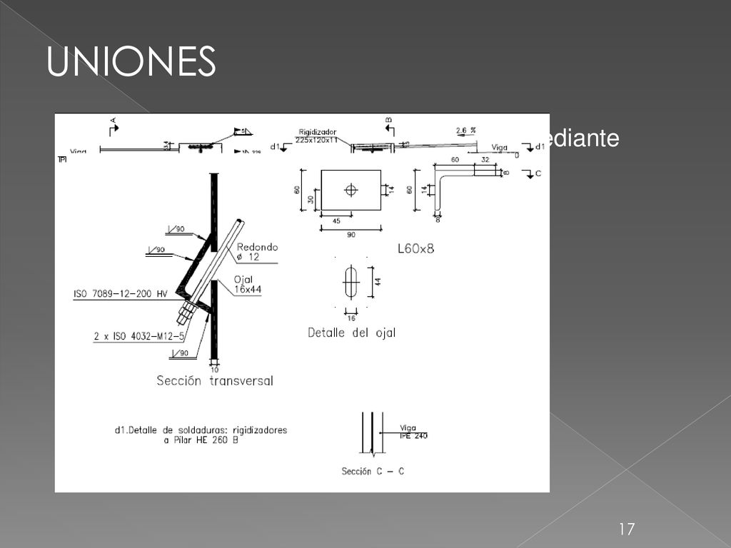 UNIONES Todas las uniones de la obra se realizaran mediante soldadura.