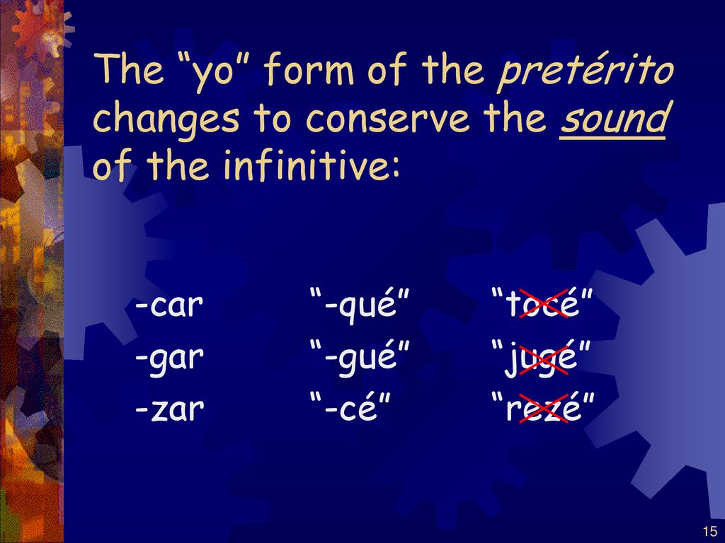 The yo form of the pretérito changes to conserve the sound of the infinitive: