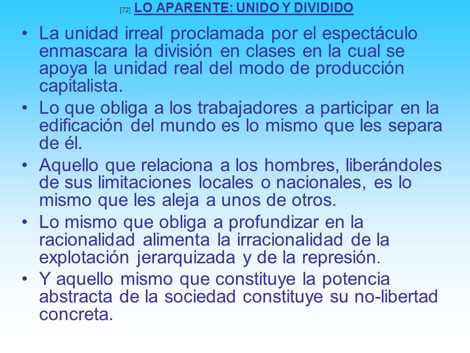 [72] LO APARENTE: UNIDO Y DIVIDIDO