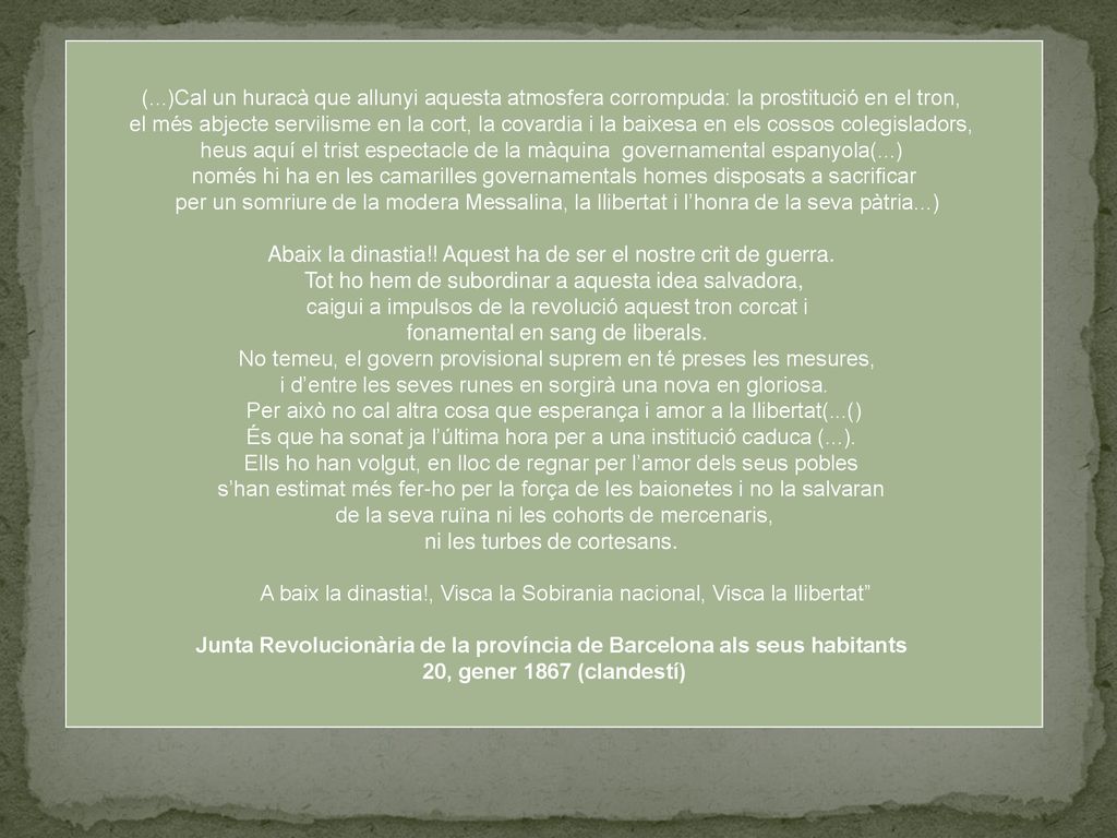Junta Revolucionària de la província de Barcelona als seus habitants