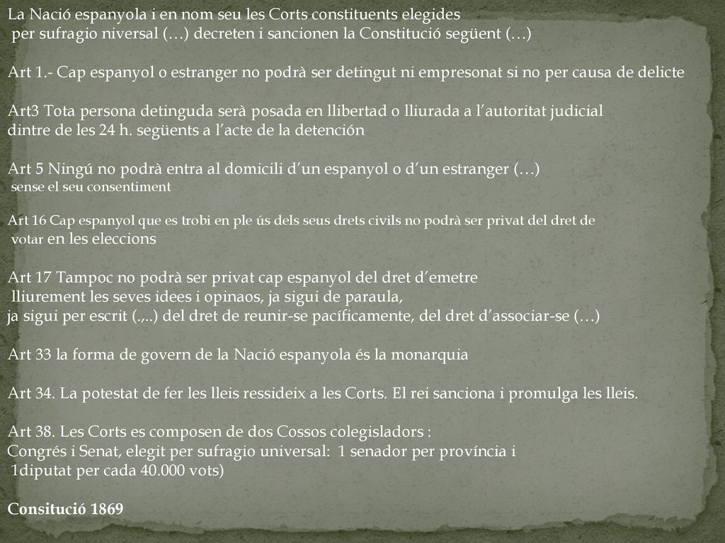 La Nació espanyola i en nom seu les Corts constituents elegides