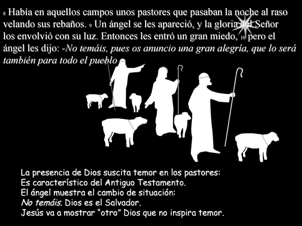 velando sus rebaños. 9 Un ángel se les apareció, y la gloria del Señor