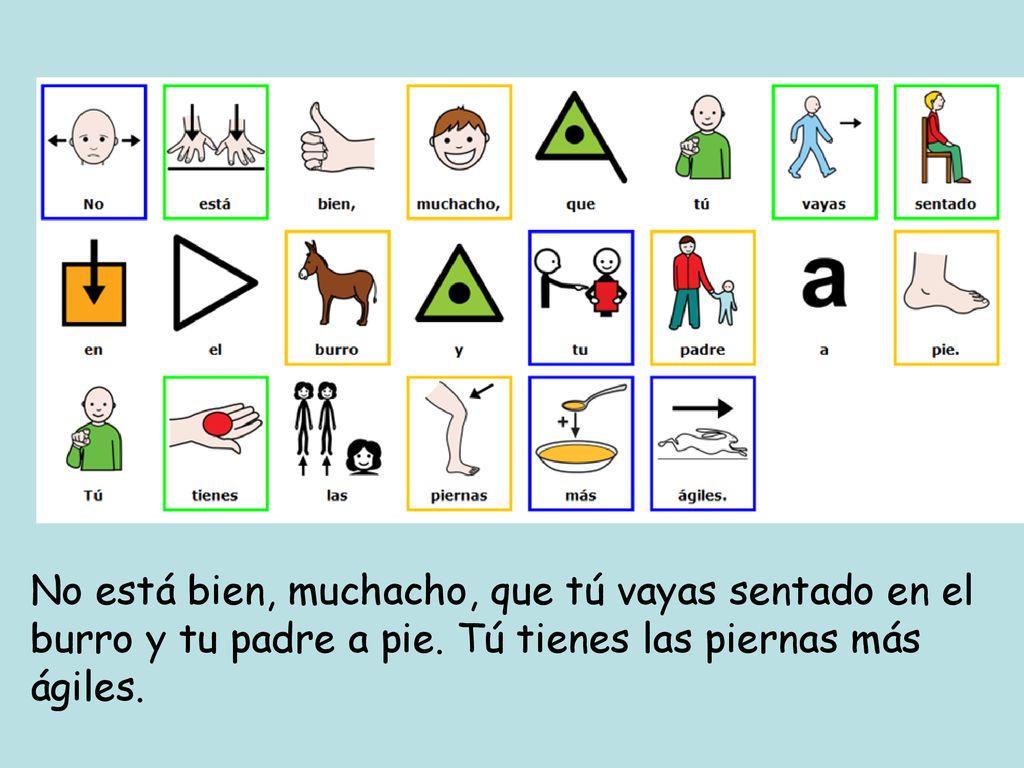 No está bien, muchacho, que tú vayas sentado en el burro y tu padre a pie.