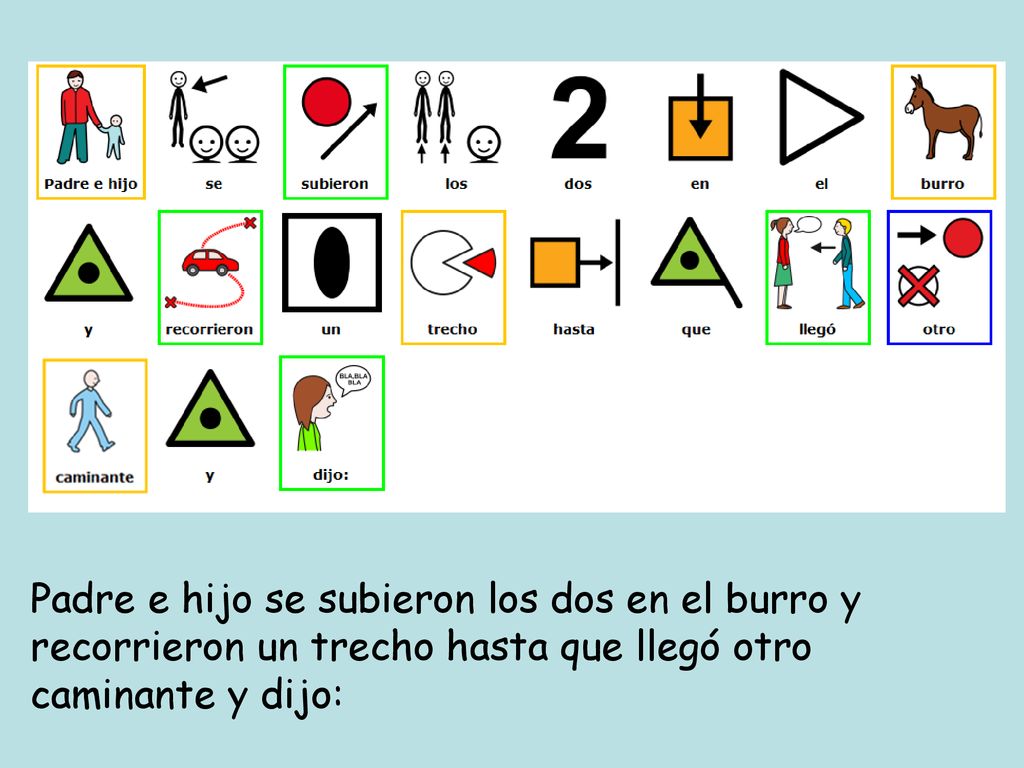 Padre e hijo se subieron los dos en el burro y recorrieron un trecho hasta que llegó otro caminante y dijo: