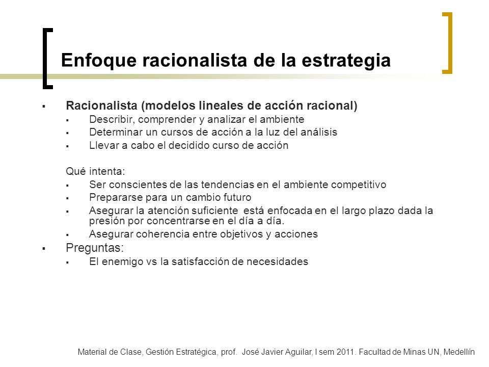 Enfoque racionalista de la estrategia