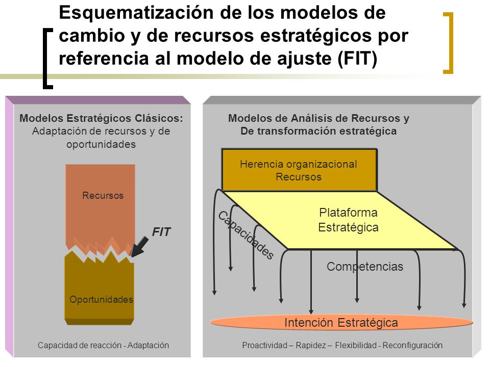 Esquematización de los modelos de cambio y de recursos estratégicos por referencia al modelo de ajuste (FIT)