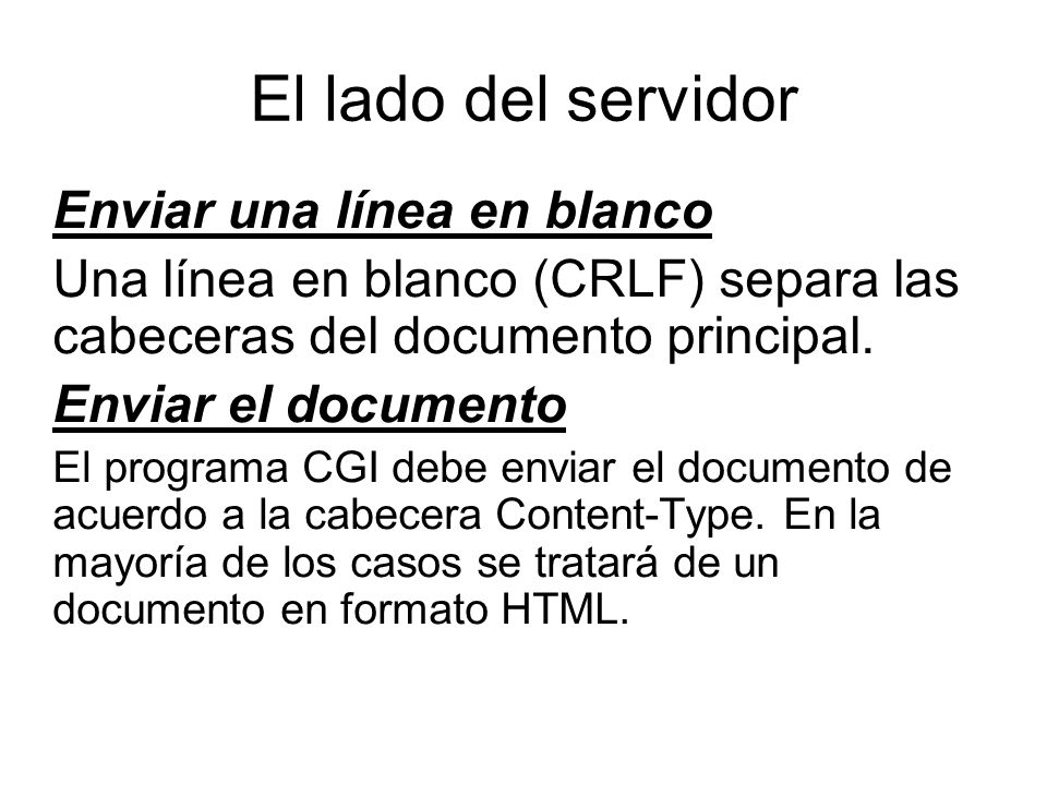 El lado del servidor Enviar una línea en blanco