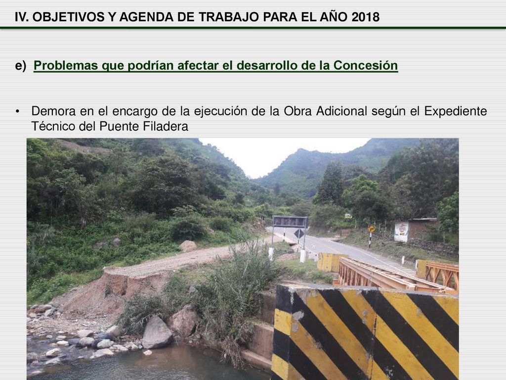 IV. OBJETIVOS Y AGENDA DE TRABAJO PARA EL AÑO 2018