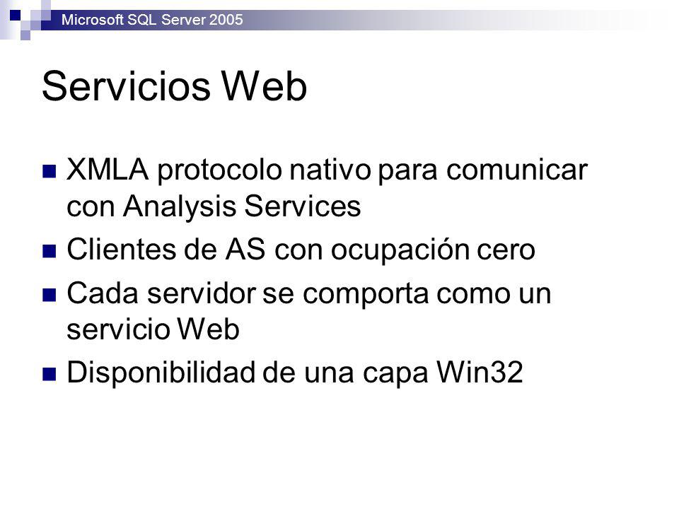 Microsoft SQL Server 2005 Servicios Web. XMLA protocolo nativo para comunicar con Analysis Services.