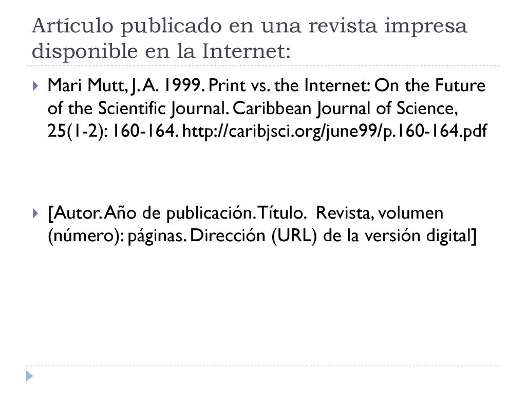 Artículo publicado en una revista impresa disponible en la Internet:
