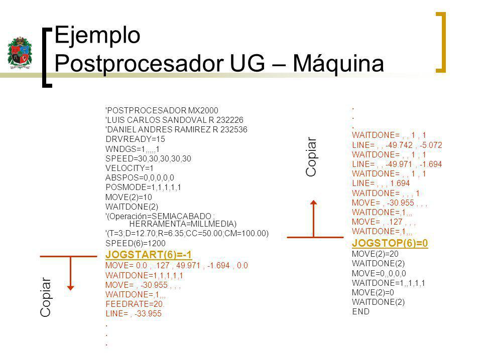 Ejemplo Postprocesador UG – Máquina