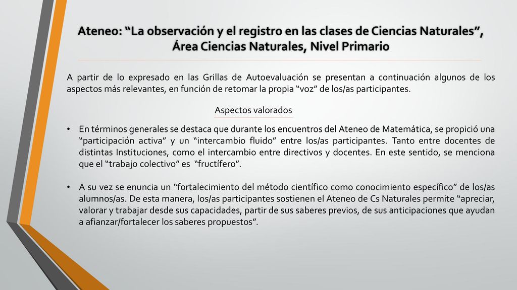 Ateneo: La observación y el registro en las clases de Ciencias Naturales , Área Ciencias Naturales, Nivel Primario