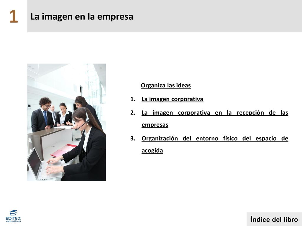 1 La imagen en la empresa Organiza las ideas La imagen corporativa