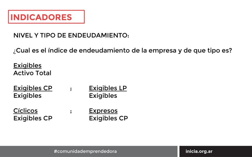 INDICADORES NIVEL Y TIPO DE ENDEUDAMIENTO: