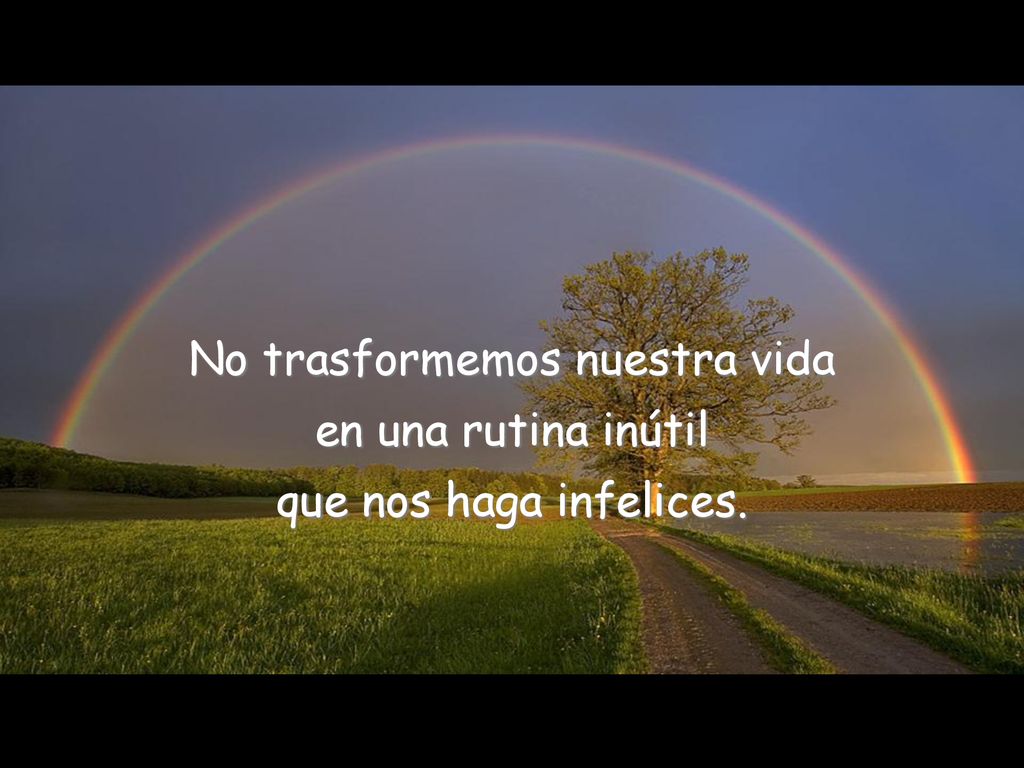 No trasformemos nuestra vida en una rutina inútil que nos haga infelices.