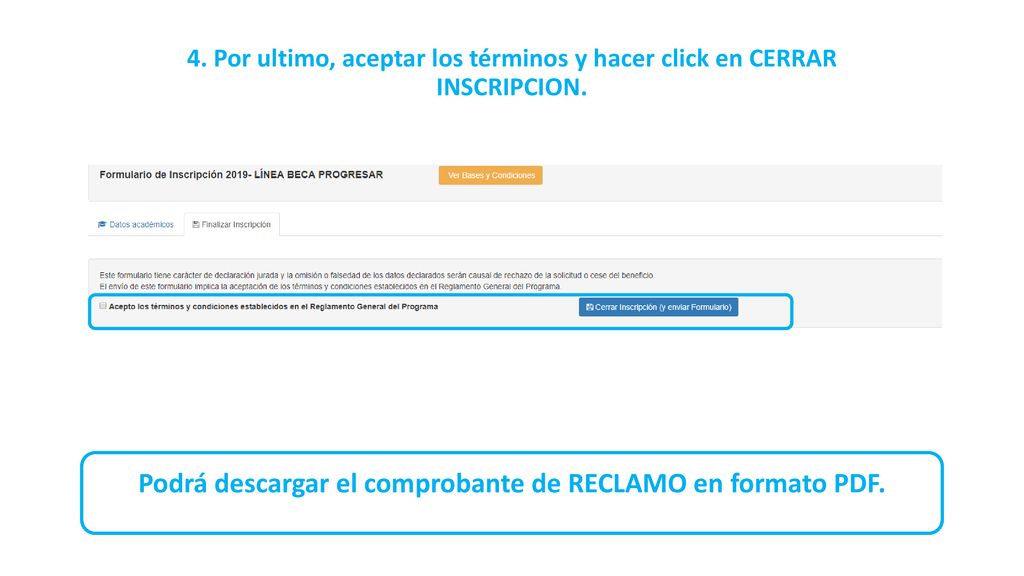 Podrá descargar el comprobante de RECLAMO en formato PDF.