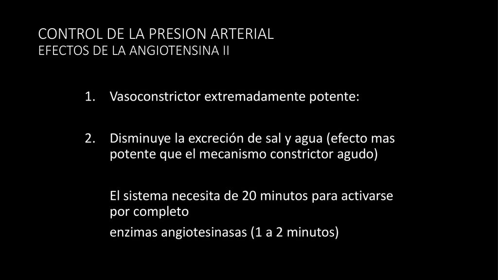 CONTROL DE LA PRESION ARTERIAL EFECTOS DE LA ANGIOTENSINA II