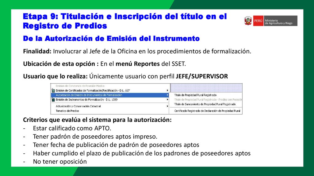 Etapa 9: Titulación e Inscripción del título en el Registro de Predios