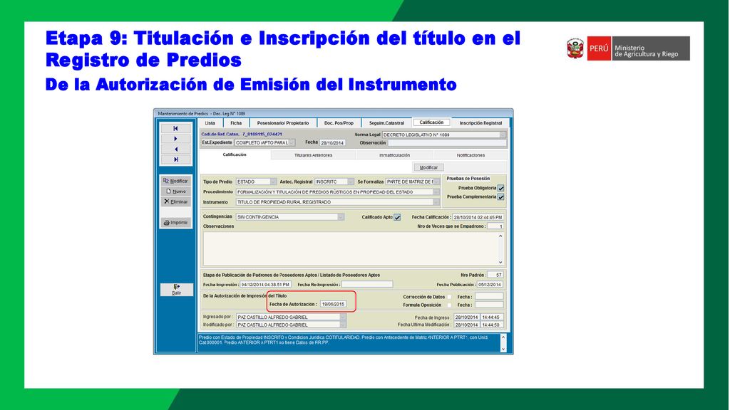 Etapa 9: Titulación e Inscripción del título en el Registro de Predios