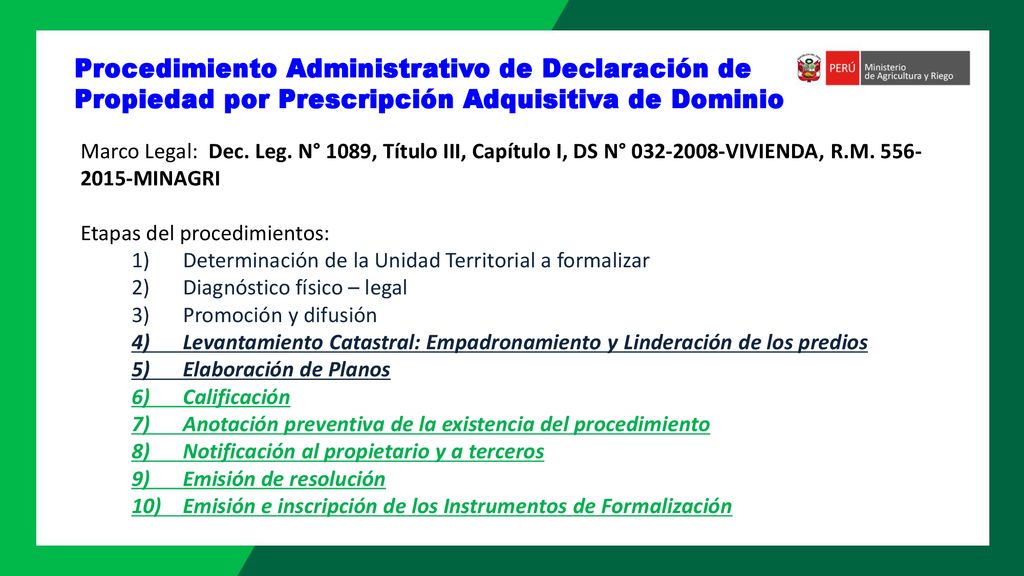 Procedimiento Administrativo de Declaración de Propiedad por Prescripción Adquisitiva de Dominio
