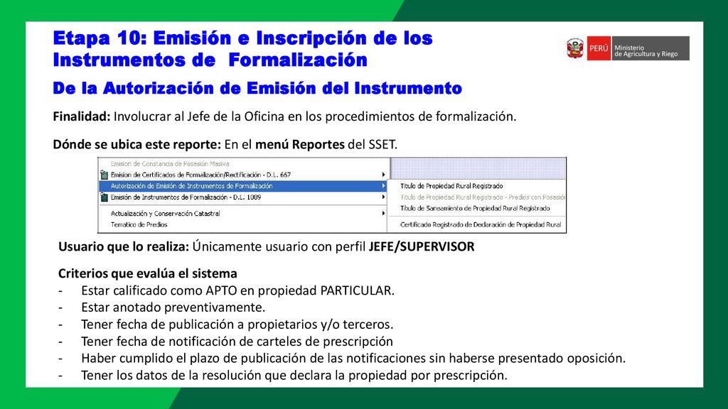 Etapa 10: Emisión e Inscripción de los Instrumentos de Formalización