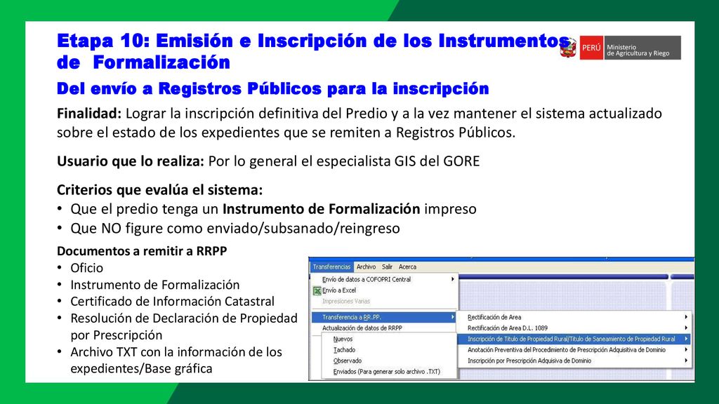Etapa 10: Emisión e Inscripción de los Instrumentos de Formalización