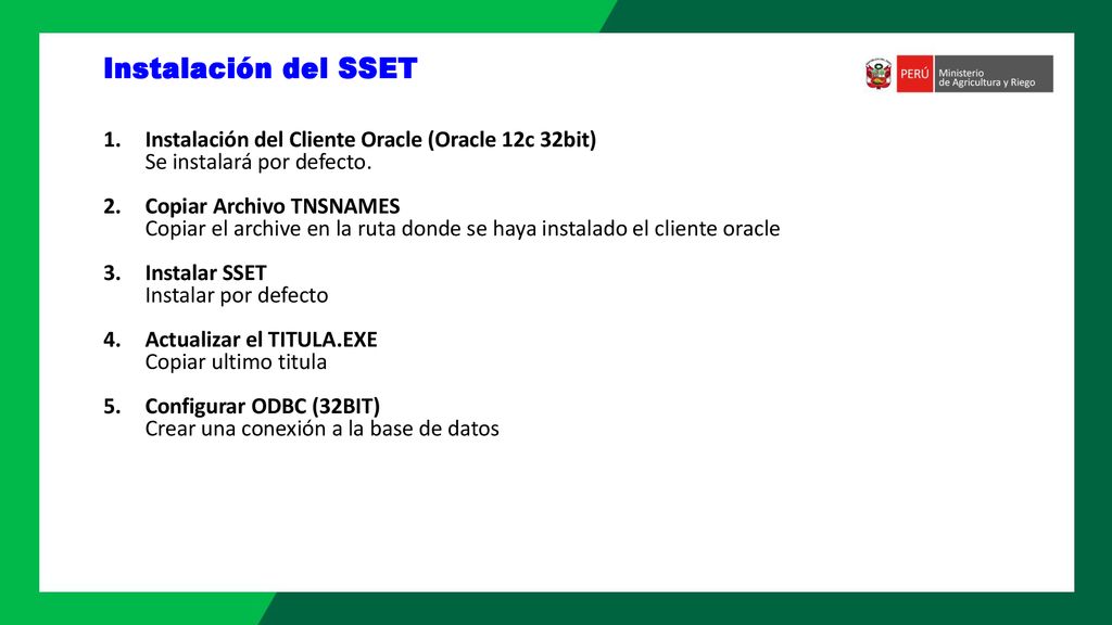Instalación del SSET Instalación del Cliente Oracle (Oracle 12c 32bit)