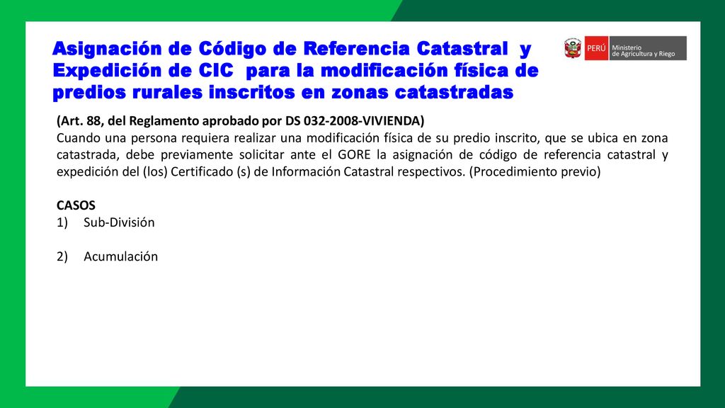 Asignación de Código de Referencia Catastral y Expedición de CIC para la modificación física de predios rurales inscritos en zonas catastradas