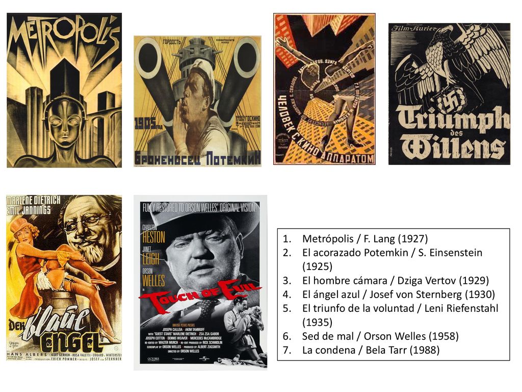 Metrópolis / F. Lang (1927) El acorazado Potemkin / S. Einsenstein (1925) El hombre cámara / Dziga Vertov (1929)