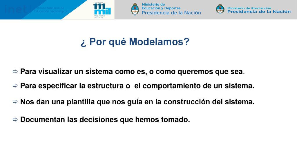 Introducción al UML 2.0 ¿ Por qué Modelamos Para visualizar un sistema como es, o como queremos que sea.