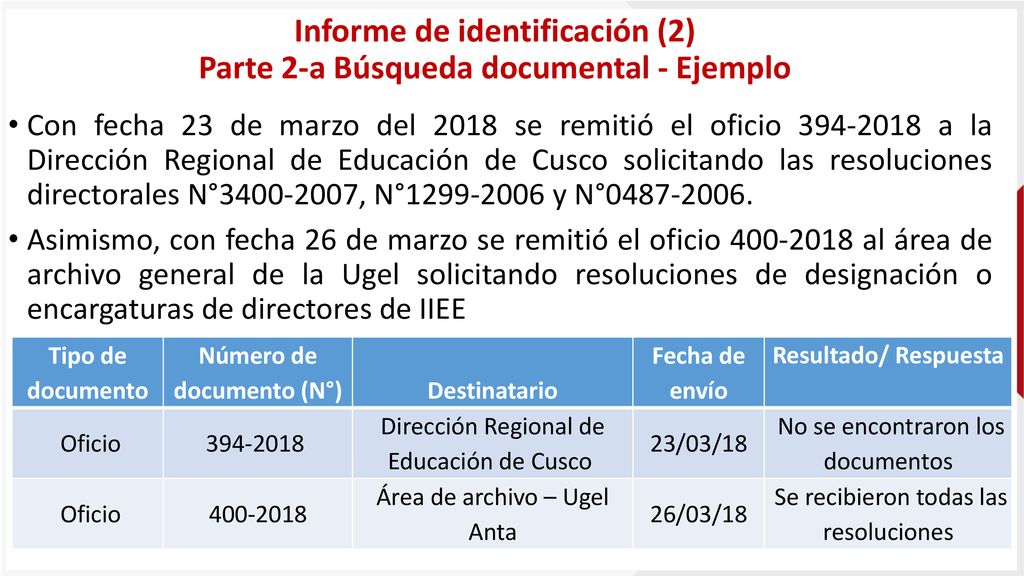 Informe de identificación (2) Parte 2-a Búsqueda documental - Ejemplo